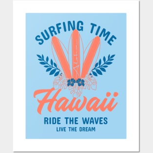 Hawaii summer surfing time Posters and Art